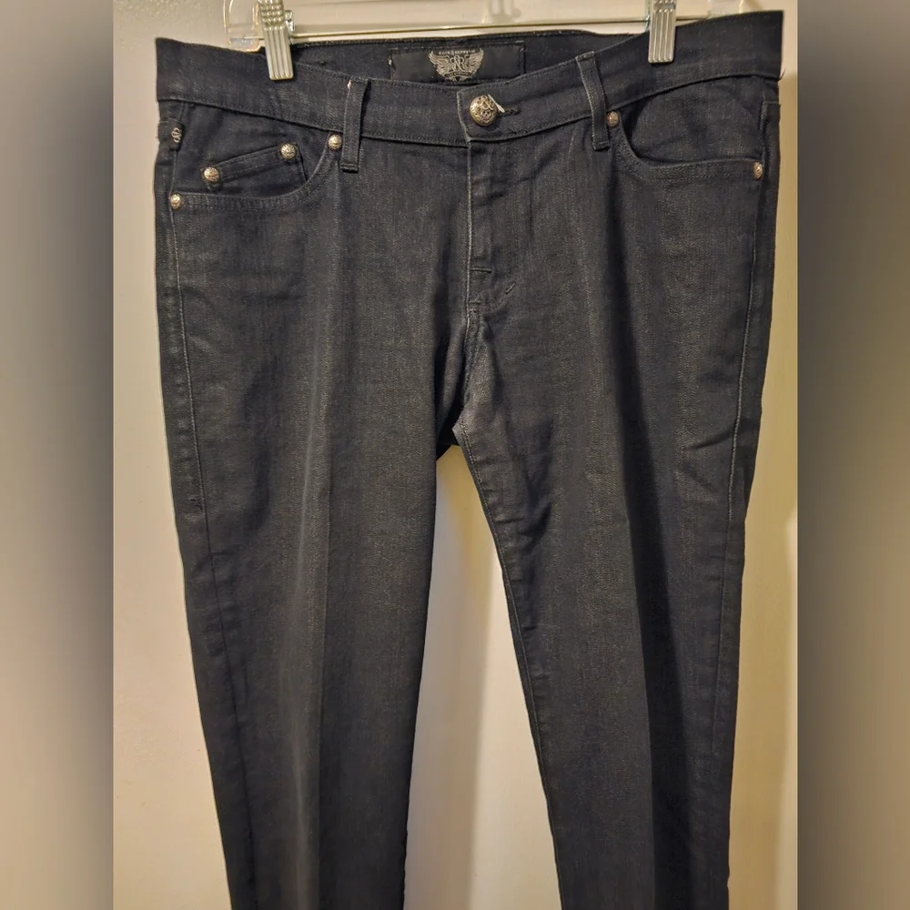 Rock & Republic Women's Berlin Tapered Leg Black Denim USA Jeans Size 30 (33x34)